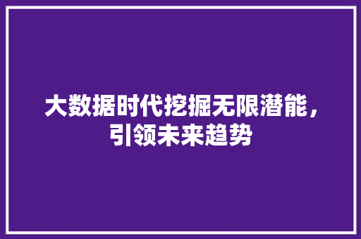 大数据时代挖掘无限潜能，引领未来趋势  第1张