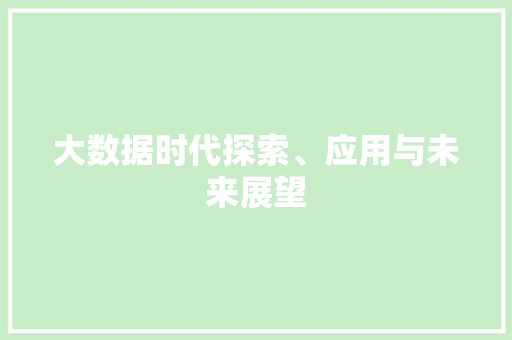 大数据时代探索、应用与未来展望  第1张
