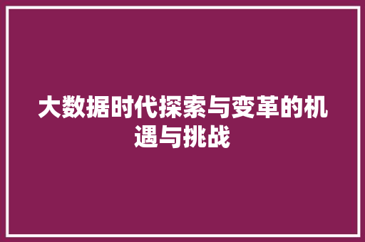 大数据时代探索与变革的机遇与挑战  第1张