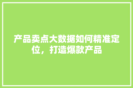 产品卖点大数据如何精准定位，打造爆款产品