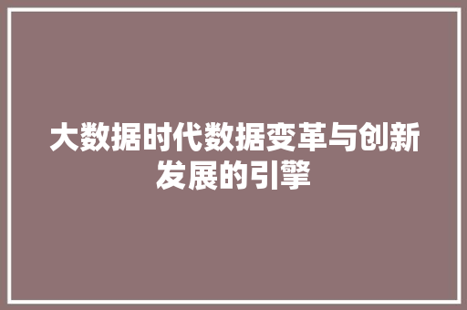 大数据时代数据变革与创新发展的引擎  第1张