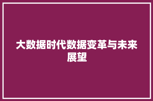 大数据时代数据变革与未来展望