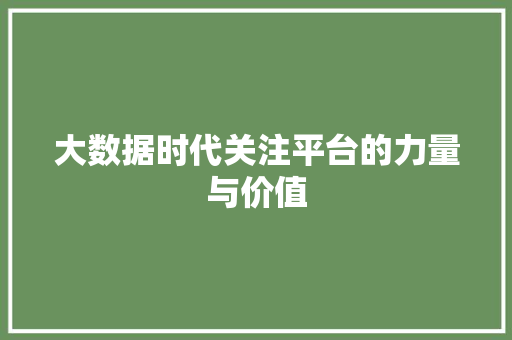 大数据时代关注平台的力量与价值  第1张