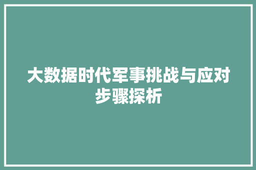 大数据时代军事挑战与应对步骤探析