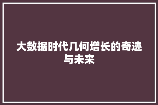 大数据时代几何增长的奇迹与未来