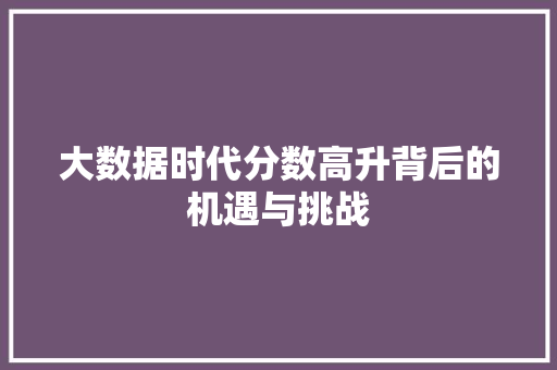 大数据时代分数高升背后的机遇与挑战