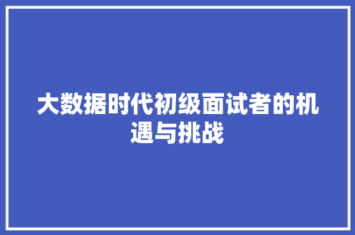 大数据时代初级面试者的机遇与挑战  第1张