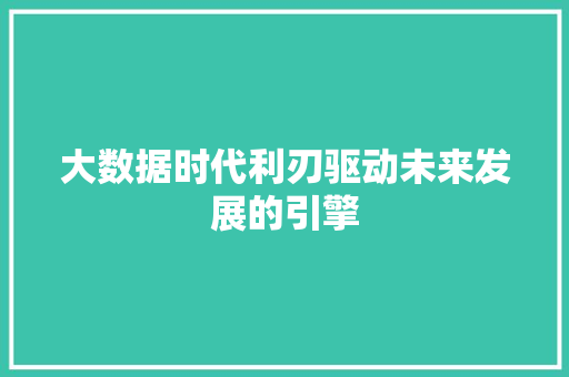 大数据时代利刃驱动未来发展的引擎  第1张