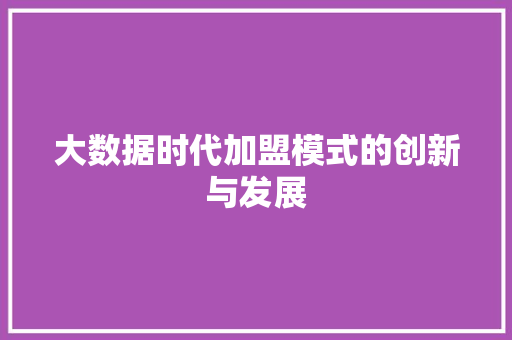 大数据时代加盟模式的创新与发展  第1张
