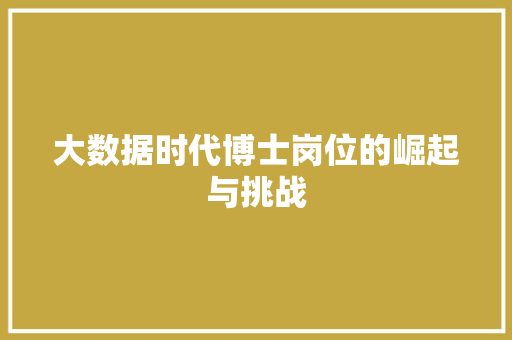 大数据时代博士岗位的崛起与挑战