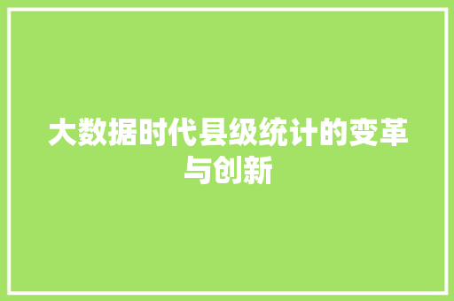 大数据时代县级统计的变革与创新  第1张