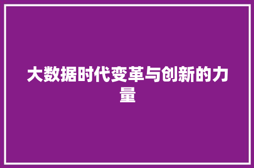 大数据时代变革与创新的力量  第1张