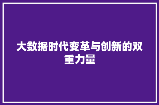 大数据时代变革与创新的双重力量  第1张