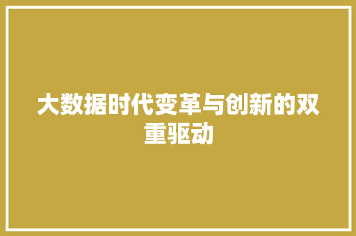大数据时代变革与创新的双重驱动  第1张