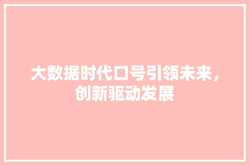 大数据时代口号引领未来，创新驱动发展  第1张