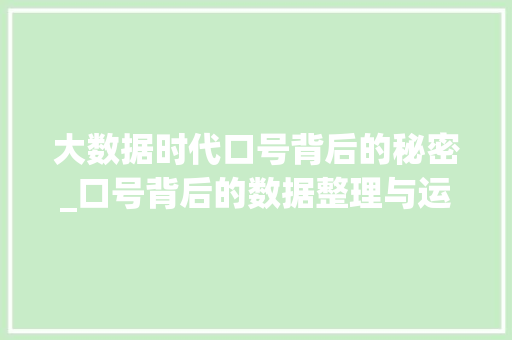 大数据时代口号背后的秘密_口号背后的数据整理与运用  第1张