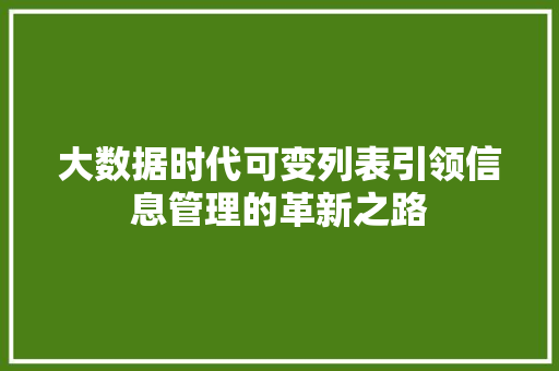 大数据时代可变列表引领信息管理的革新之路  第1张