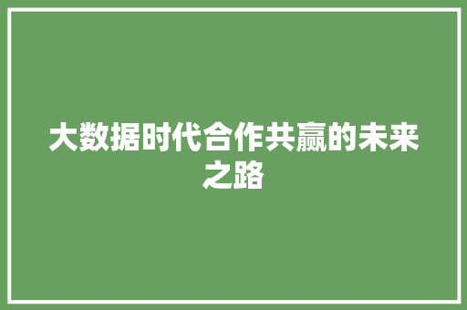 大数据时代合作共赢的未来之路