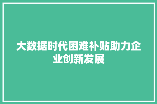 大数据时代困难补贴助力企业创新发展