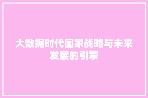 大数据时代国家战略与未来发展的引擎