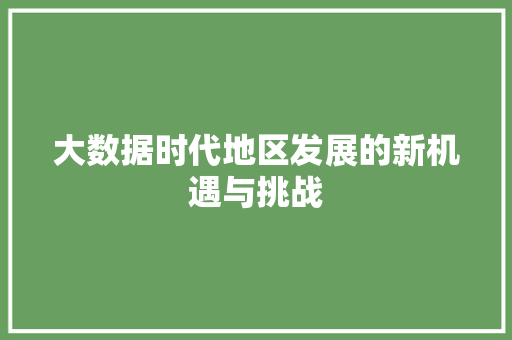 大数据时代地区发展的新机遇与挑战  第1张