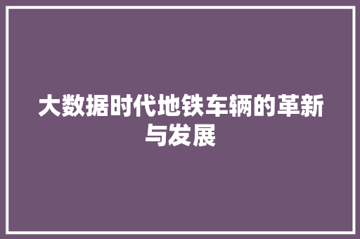 大数据时代地铁车辆的革新与发展
