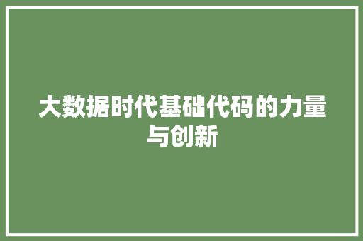 大数据时代基础代码的力量与创新  第1张