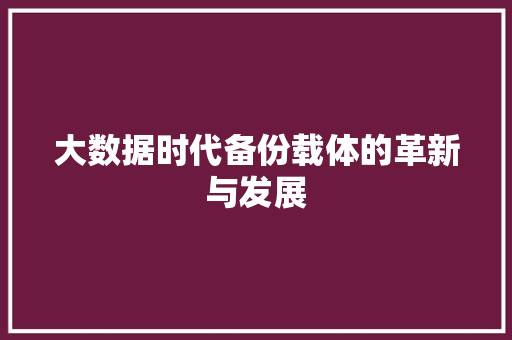 大数据时代备份载体的革新与发展