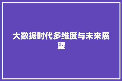 大数据时代多维度与未来展望  第1张