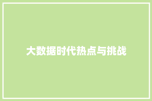 大数据时代热点与挑战