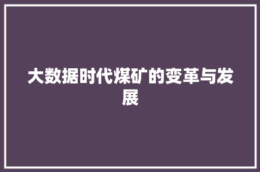 大数据时代煤矿的变革与发展