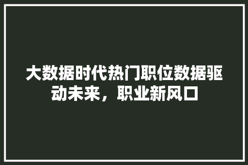 大数据时代热门职位数据驱动未来，职业新风口