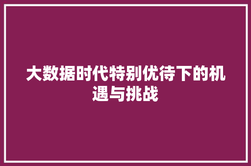大数据时代特别优待下的机遇与挑战