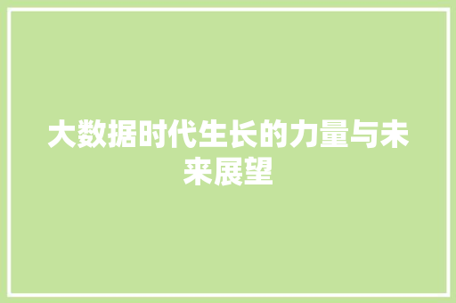 大数据时代生长的力量与未来展望