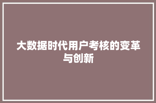 大数据时代用户考核的变革与创新  第1张