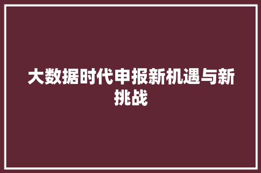 大数据时代申报新机遇与新挑战