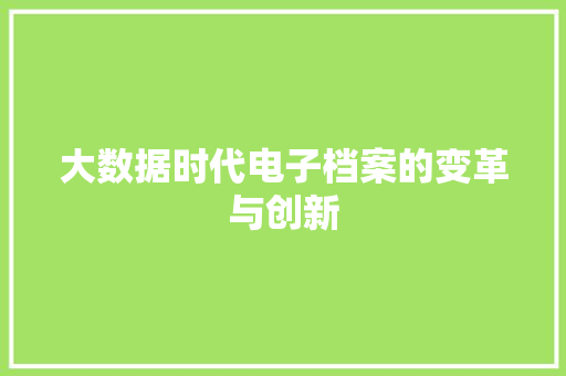 大数据时代电子档案的变革与创新  第1张