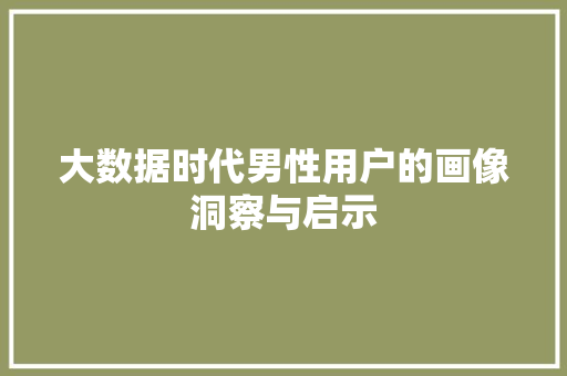 大数据时代男性用户的画像洞察与启示  第1张