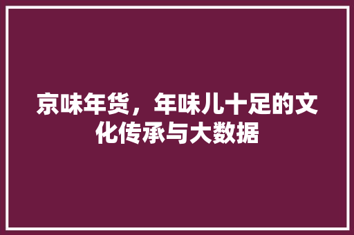 京味年货，年味儿十足的文化传承与大数据  第1张