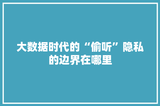 大数据时代的“偷听”隐私的边界在哪里