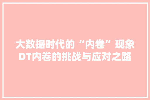 大数据时代的“内卷”现象DT内卷的挑战与应对之路