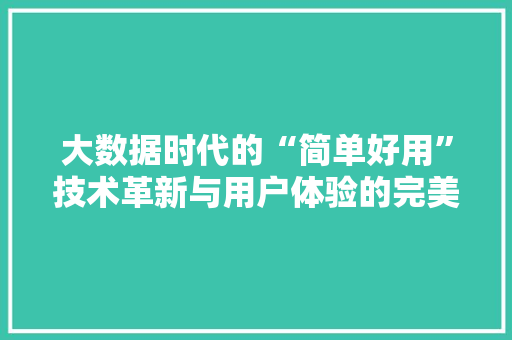 大数据时代的“简单好用”技术革新与用户体验的完美融合  第1张
