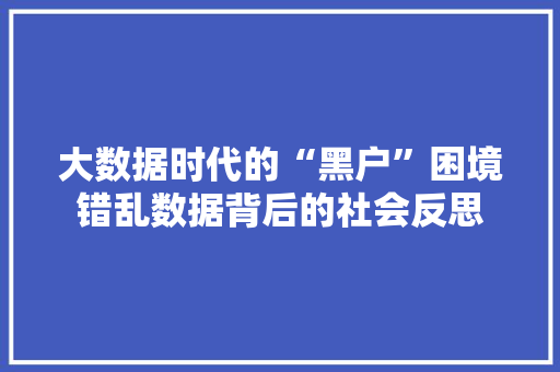 大数据时代的“黑户”困境错乱数据背后的社会反思  第1张