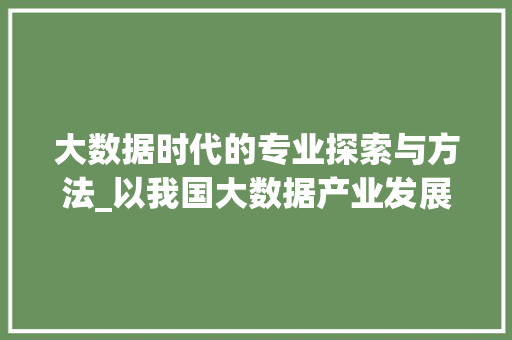 大数据时代的专业探索与方法_以我国大数据产业发展为例  第1张