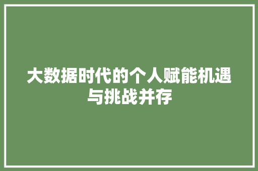 大数据时代的个人赋能机遇与挑战并存  第1张