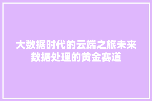 大数据时代的云端之旅未来数据处理的黄金赛道