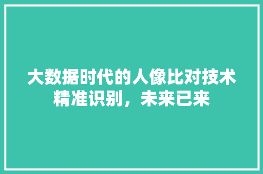 大数据时代的人像比对技术精准识别，未来已来