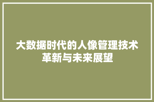 大数据时代的人像管理技术革新与未来展望