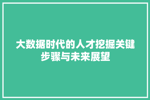 大数据时代的人才挖掘关键步骤与未来展望  第1张