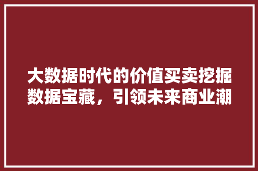 大数据时代的价值买卖挖掘数据宝藏，引领未来商业潮流